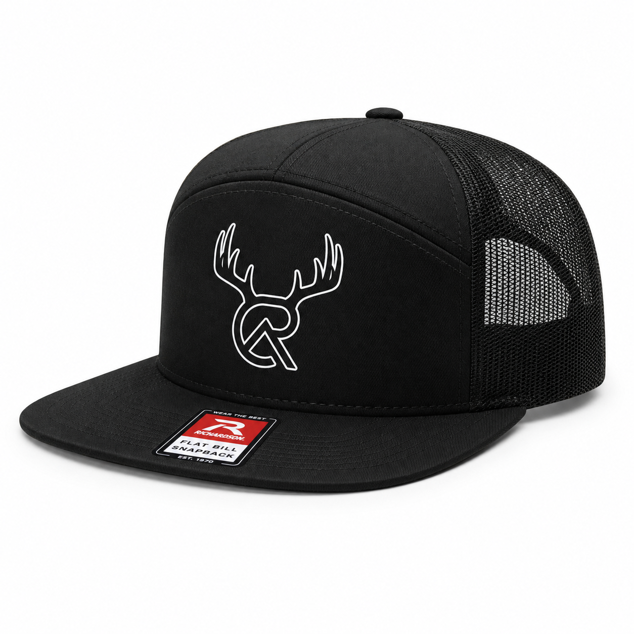 Cottonridge Outdoors black antler logo mesh flat bill hat