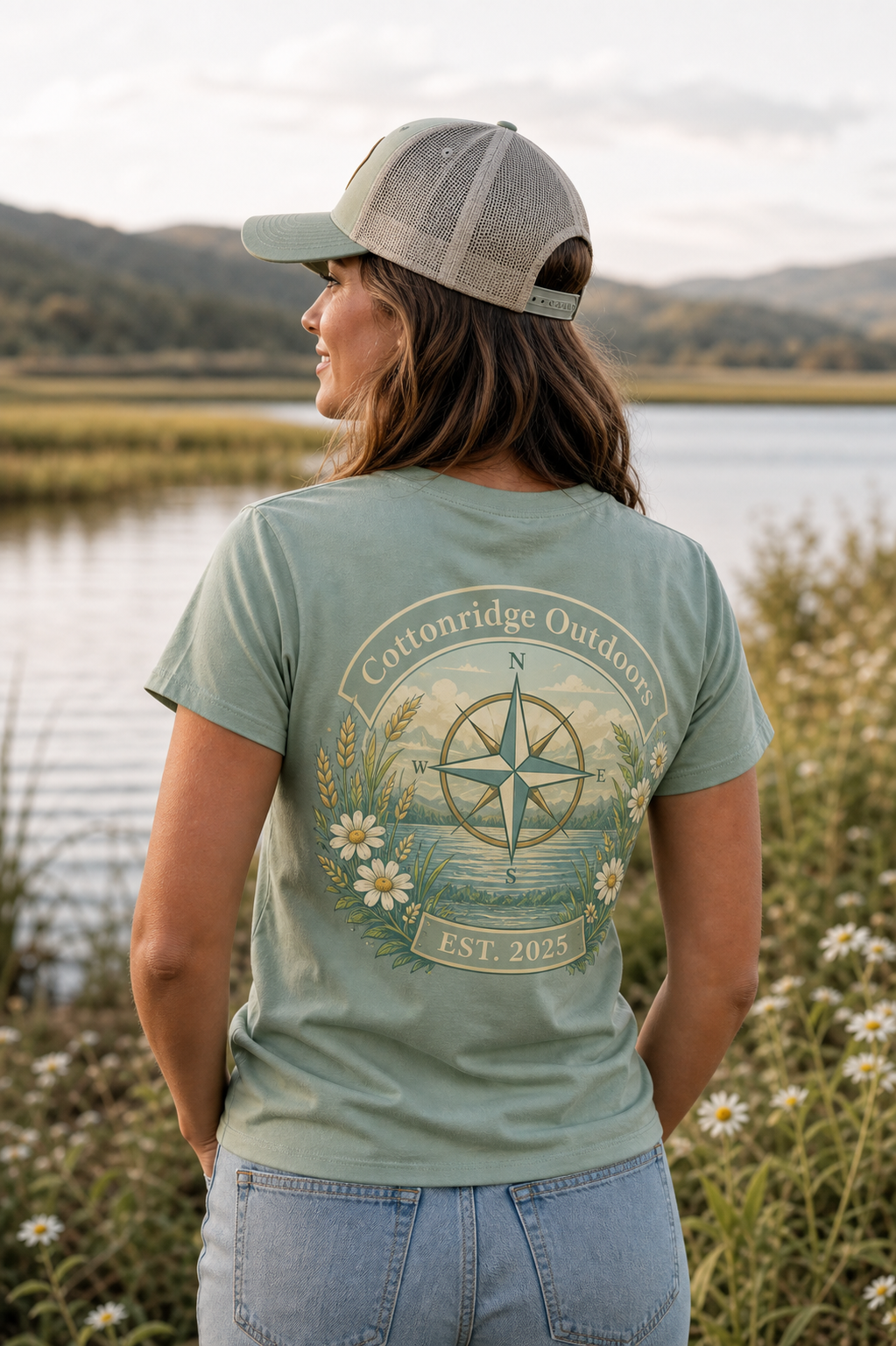 Cottonridge Outdoors compass bay green t-shirt