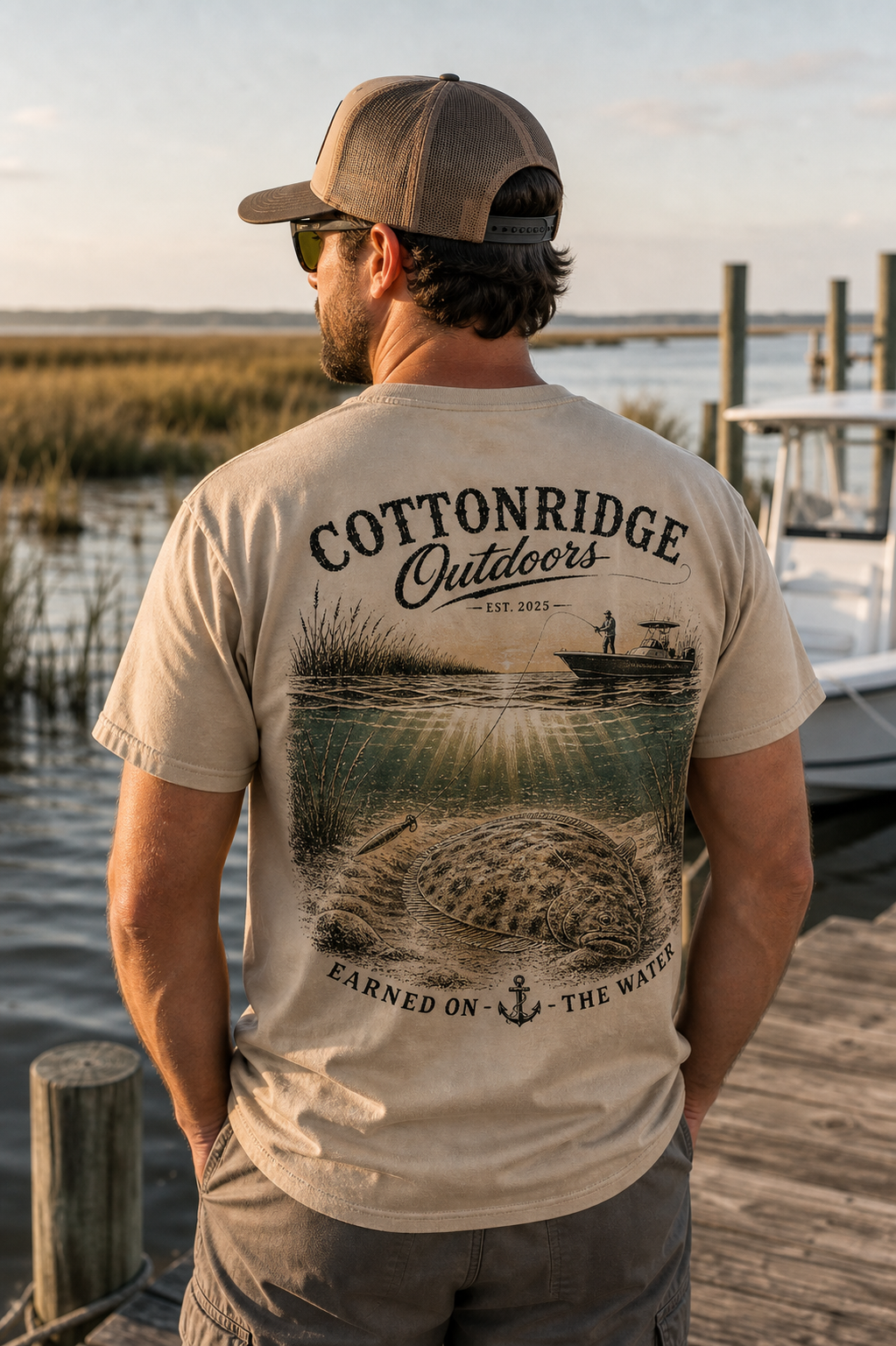 Cottonridge Outdoors flounder fishing t-shirt with large back print