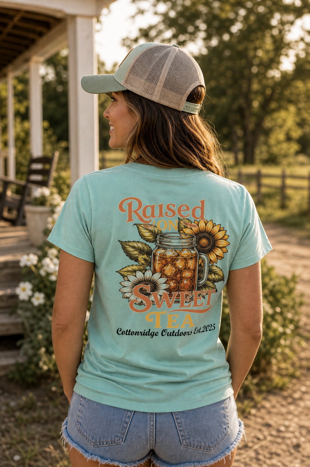 Cottonridge Outdoors raised on sweet tea t-shirt